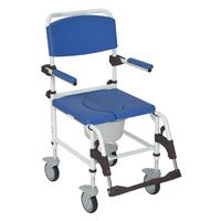 Drive Aluminum Rehab Shower Commode Chair with Four Rearlocking Casters