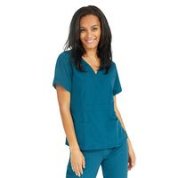 Buy Medline Park Ave Womens Stretch Fabric Mock Wrap Scrub Top - Caribbean Blue