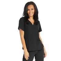 Buy Medline Park Ave Womens Stretch Fabric Mock Wrap Scrub Top - Black