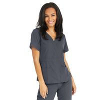 Buy Medline Park Ave Womens Stretch Fabric Mock Wrap Scrub Top - Charcoal