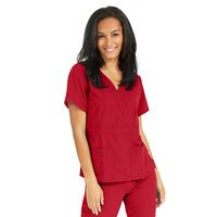 Buy Medline Park Ave Womens Stretch Fabric Mock Wrap Scrub Top - Red