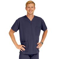 Buy Medline Madison Ave Unisex Stretch Fabric Scrub Top with 3 Pockets - Navy