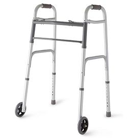 Medline Two-Button Folding Walkers 5'' Wheel