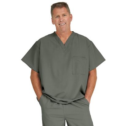 Buy Medline Fifth Ave Unisex Stretch Fabric V-Neck Scrub Top with One Pocket - Olive