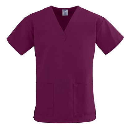 Buy Medline ComfortEase Ladies V-Neck Two-Pocket Scrub Tops - Wine