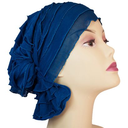 Buy Chemo Beanies Muriel Teal Blue Ruffle