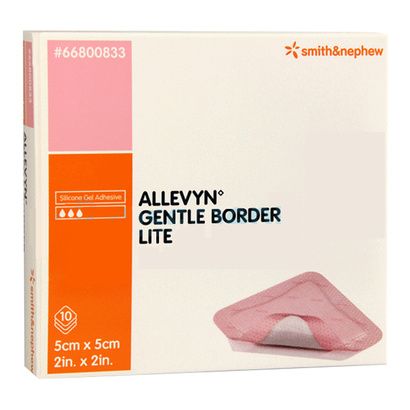 Allevyn Gentle Border Lite Thin Silicone Foam Dressing, 2 x 2 Inch