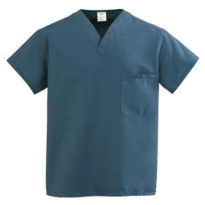 Buy Medline ComfortEase Unisex One-Pocket Reversible Scrub Tops - Caribbean Blue