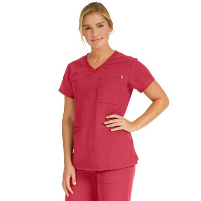 Buy Medline Berkeley Ave Women Stretch Fabric Tunic Scrub Top With Pockets Red