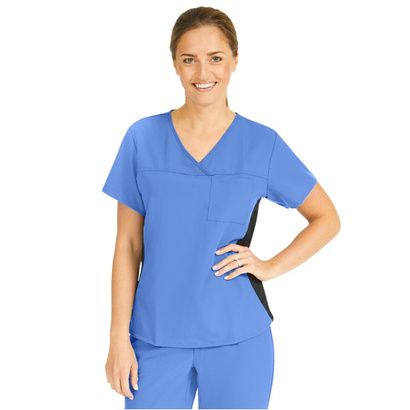 Buy Medline Michigan Ave Womens Yoga Style Ceil Blue Stretch Scrub Top