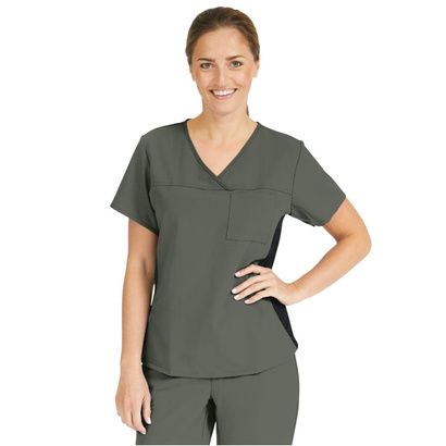 Buy Medline Michigan Ave Womens Yoga Style Stretch Scrub Top - Olive