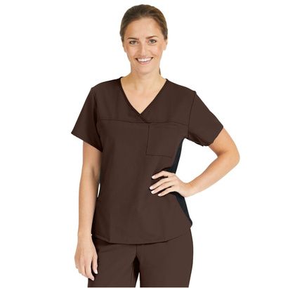 Buy Medline Michigan Ave Womens Yoga Style Stretch Scrub Top - Chocolate