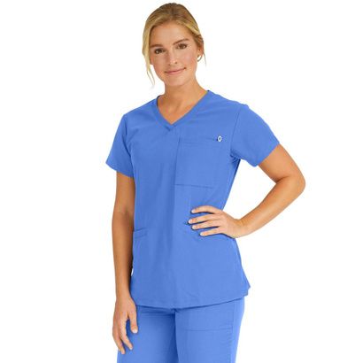 Buy Medline Berkeley Ave Women Stretch Fabric Tunic Scrub Top With Pockets Ceil Blue