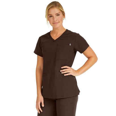 Buy Medline Berkeley Ave Women Stretch Fabric Tunic Scrub Top With Pockets Chocolate