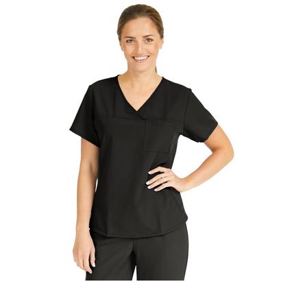 Buy Medline Michigan Ave Womens Yoga Style Black Stretch Scrub Top