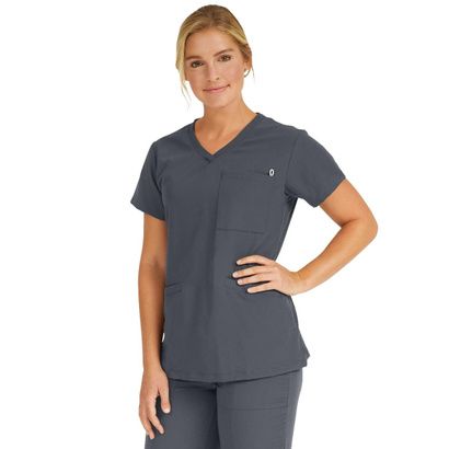 Buy Medline Michigan Ave Womens Yoga Style Charcoal Stretch Scrub Top