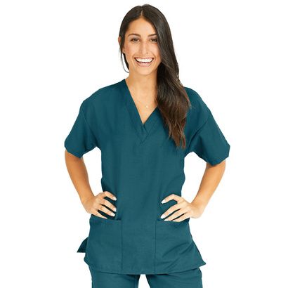 Buy Medline PerforMAX Ladies V-Neck Tunic Scrub Tops - Caribbean Blue