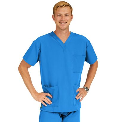 Buy Medline Madison Ave Unisex Stretch Fabric Scrub Top with 3 Pockets - Royal Blue