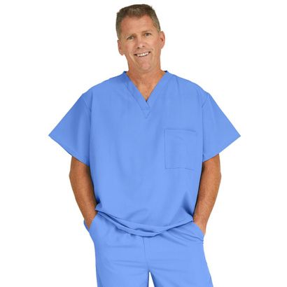 Buy Medline Fifth Ave Unisex Stretch Fabric V-Neck Scrub Top with One Pocket - Ceil Blue