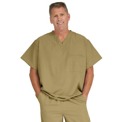 Buy Medline Fifth Ave Unisex Stretch Fabric V-Neck Scrub Top with One Pocket - Khaki