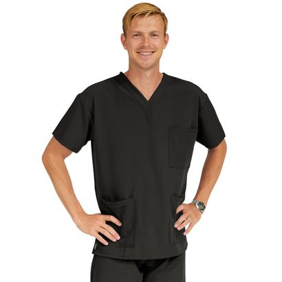 Buy Medline Madison Ave Unisex Stretch Fabric Scrub Top with 3 Pockets - Black