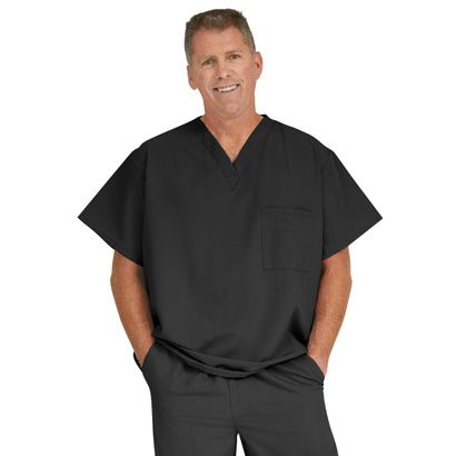 Buy Medline Fifth Ave Unisex Stretch Fabric V-Neck Scrub Top with One Pocket - Black