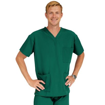 Buy Medline Madison Ave Unisex Stretch Fabric Scrub Top with 3 Pockets - Hunter Green