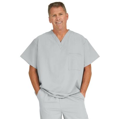 Buy Medline Fifth Ave Unisex Stretch Fabric V-Neck Scrub Top with One Pocket - Light Gray