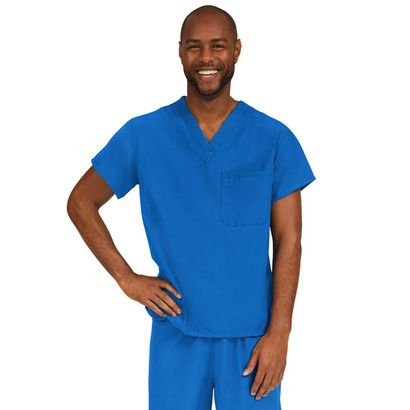 Buy Medline PerforMAX Unisex Reversible V-Neck Scrub Top with 2 Pockets - Royal Blue