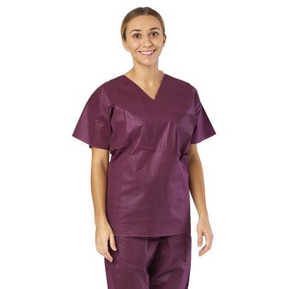 Buy Medline Unisex Disposable V-Neck Scrub Shirt - Wine