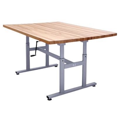 Buy Hausmann Butcher Block H-Brace Height Adjustable Crank Hydraulic Work Table