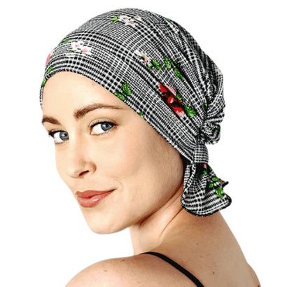 Buy Chemo Beanies Pixie Black Red-Fucshia Gauze Knit