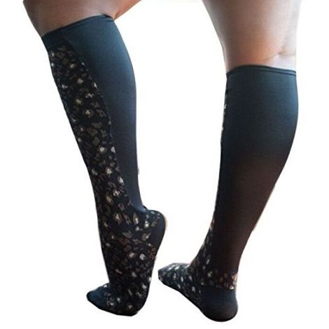 Shop Xpandasox Plus Size [Leopard Print] Knee High Compression Socks