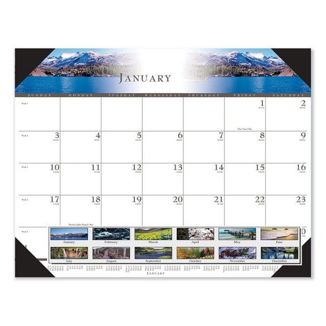 House of Doolittle 100% Recycled Full-Color Photo Monthly Desk Pad Calendar