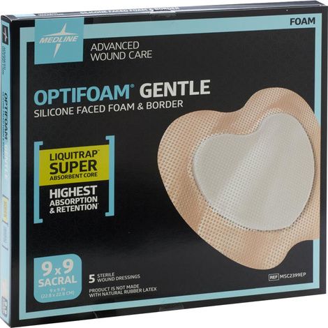Optifoam Gentle LQ Silicone-Faced Foam Dressings 4" x 4" 100/Case