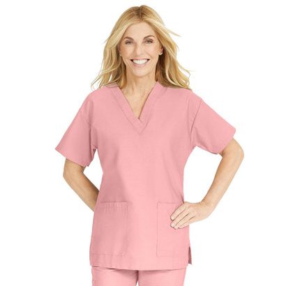 Buy Medline ComfortEase Ladies V-Neck Two-Pocket Scrub Tops - Pink