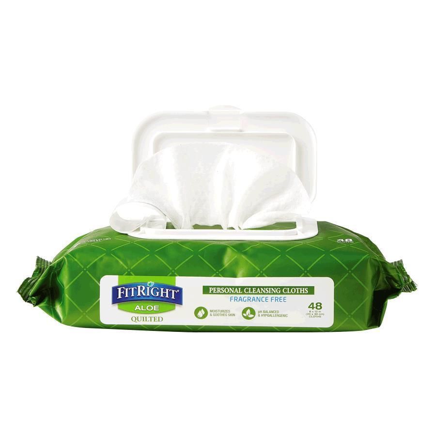 Medline FitRight Aloetouch Quilted Personal Cleansing Wipes