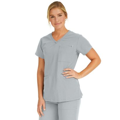 Buy Medline Berkeley Ave Women Stretch Fabric Tunic Scrub Top With Pockets Gray