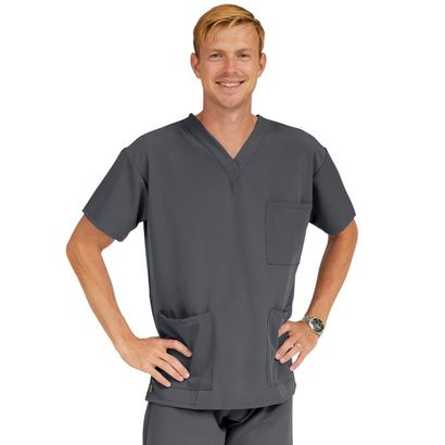 Buy Medline Madison Ave Unisex Stretch Fabric Scrub Top with 3 Pockets - Charcoal